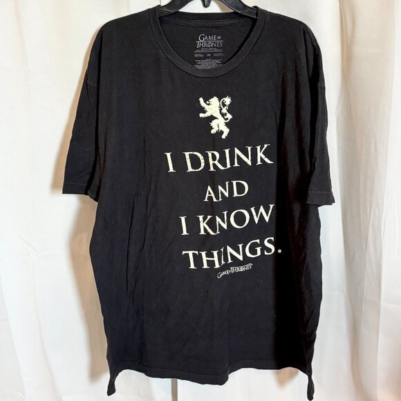 Game of Thrones Men Shirt 2XL I Drink and I Know Things Black Short Sleeve 18731 - Picture 1 of 7
